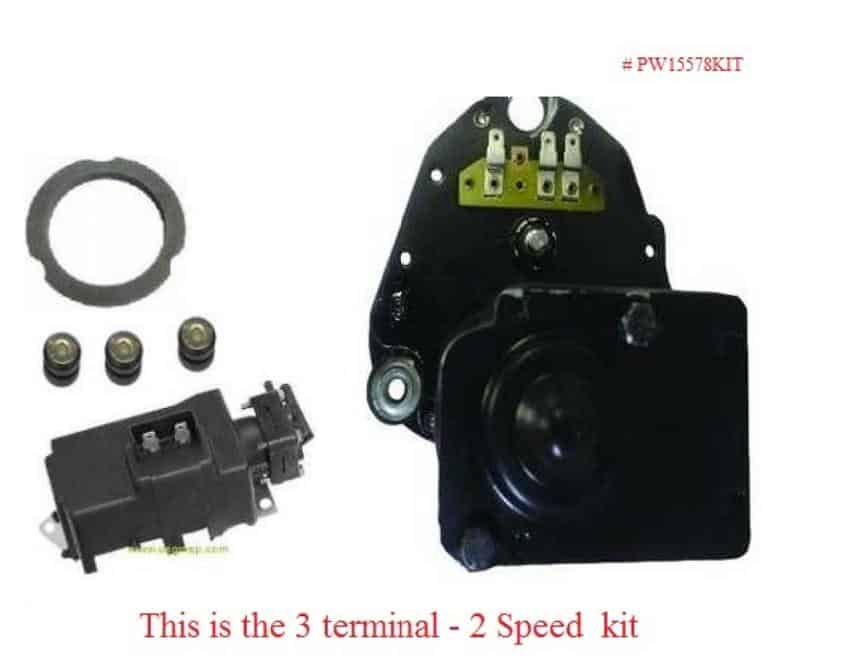 Wiper Motor Kit: 64-67 GM various - 2 speed - 3 Terminal